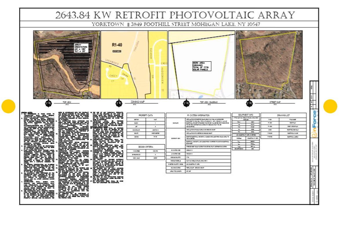 TITLE PAGE FOR THE COMMUNITY PLANT PLAN SET FOR 2.64384 MW GROUND MOUNTED PHOTOVOLTAIC ARRAY