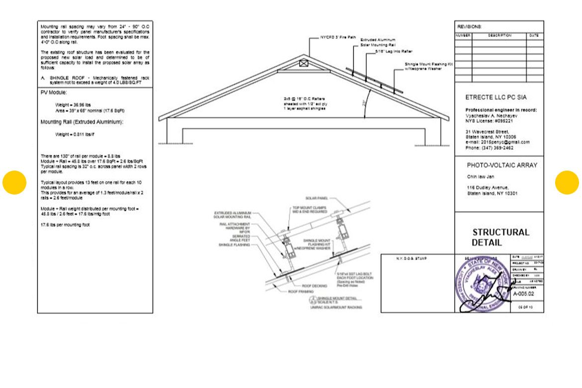 MOUNTING DETAILS FOR THE RESIDENTIAL PLAN SET OF 2,8 KW PITCH ROOF PHOTO-VOLTAIC ARRAY Fragment