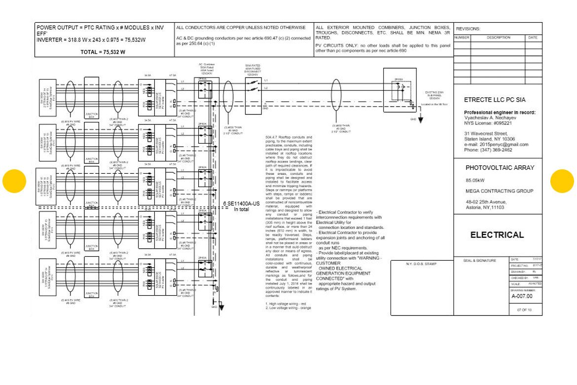 SINGLE LINE DIAGRAM FOR 85.05 KW PHOTOVOLTAIC ARRAY