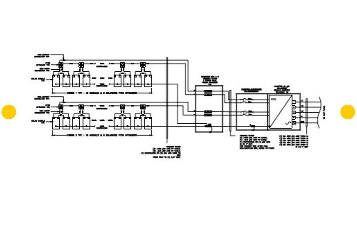 PART OF SINGLE LINE DIAGRAM FOR THE FLAT ROOF INSTALLATION OF 55.76 KW PHOTO-VOLTAIC SYSTEM ARRAY